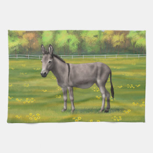 Paño De Cocina Burro Gris De Burro De Burro En Pasto