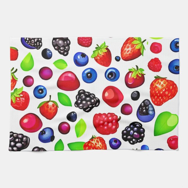 Paño De Cocina Burst de Berry: Patrón de Fruity (Horizontal)