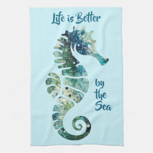 Paño De Cocina Caballito de mar – La vida es mejor junto al mar