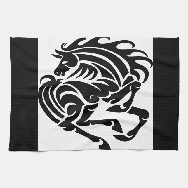 Paño De Cocina Caballo blanco y negro (Horizontal)