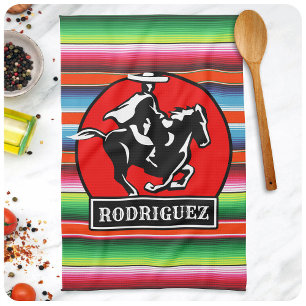 Paño De Cocina Caballo Charro Personalizado Nombre Serape Mexican