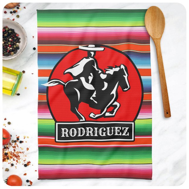 Paño De Cocina Caballo Charro Personalizado Nombre Serape Mexican (Subido por el creador)