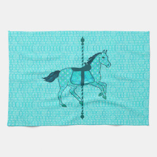 Paño De Cocina Caballo de carrusel - Turquesa y Aqua
