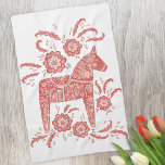 Paño De Cocina Caballo de dala sueco rojo y blanco<br><div class="desc">Un diseño tradicional sueco de Caballo de Dala en rojo y blanco. Ideal para las vacaciones de invierno.</div>