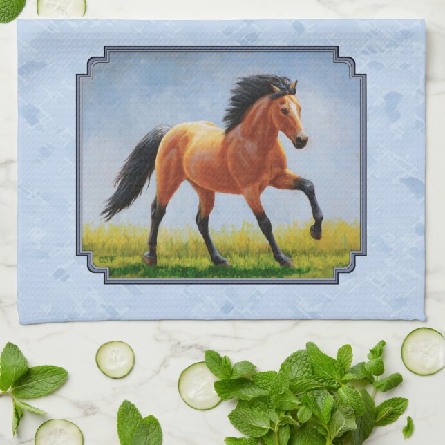 Paño De Cocina Caballo de piel de hebilla con luz azul (Doblado)