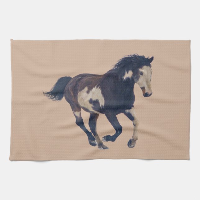 Paño De Cocina Caballo de pintura Pinto americano de Galloping Wi (Horizontal)