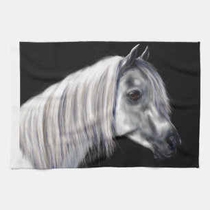 Paño De Cocina Caballo del árabe del gris de plata