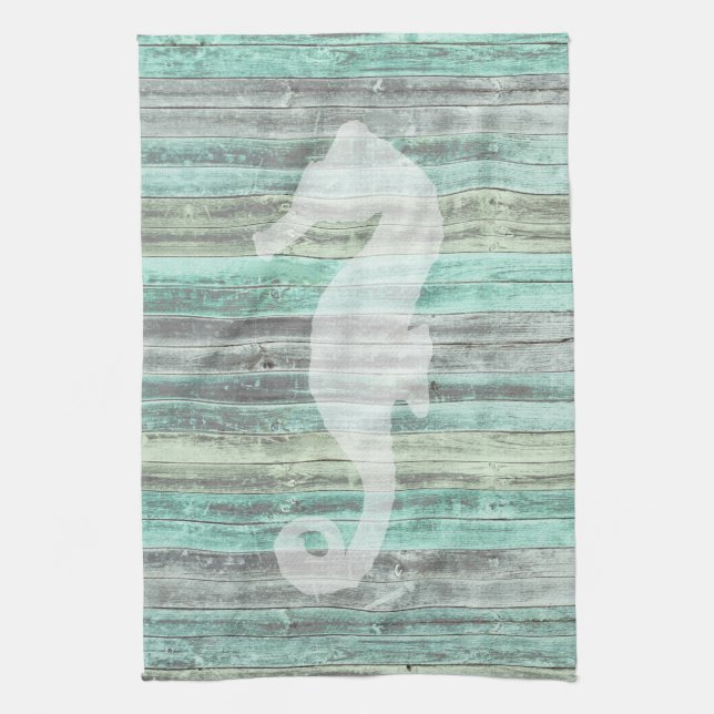 Paño De Cocina Caballo marino de decoración rústica (Vertical)