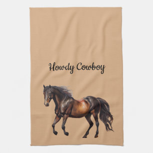 Paño De Cocina Caballo marrón crema del suroeste