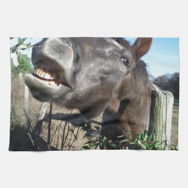 Paño De Cocina Caballo marrón parlante (Horizontal)