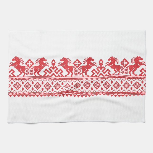 Paño De Cocina Caballos de cría rojos (Horizontal)