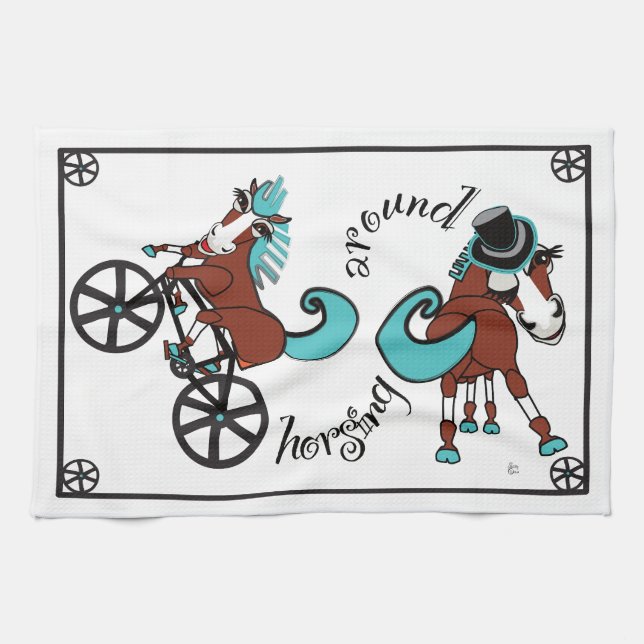 Paño De Cocina caballos humorísticos (Horizontal)