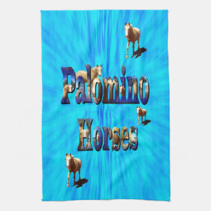 Paño De Cocina Caballos Palominos En Azul,