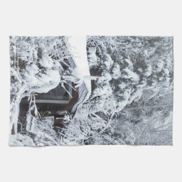Paño De Cocina Cabaña nevada en los jardines