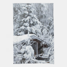 Paño De Cocina Cabaña nevada en los jardines