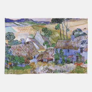 Paño De Cocina Cabañas con Techo de Paja por Colina por Vincent v