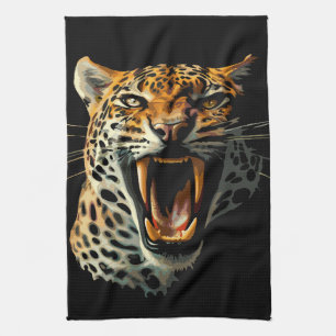 Paño De Cocina Cabeza de ataque ruidosa de leopardo