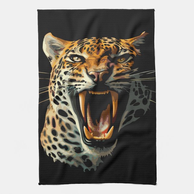 Paño De Cocina Cabeza de ataque ruidosa de leopardo (Vertical)