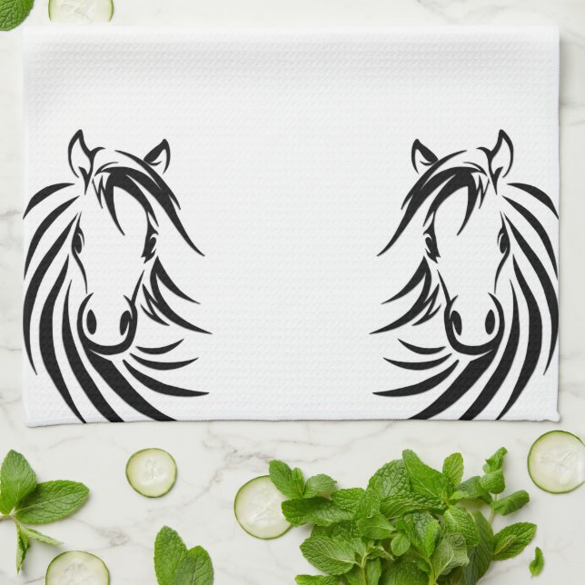 Paño De Cocina Cabeza de caballo negra (Doblado)