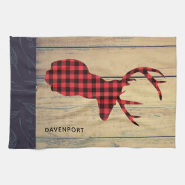 Paño De Cocina Cabeza de ciervo con anillos - Rojo Rojo Rústico