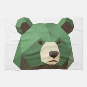 Paño De Cocina Cabeza de Oso Geométrico Low Poly