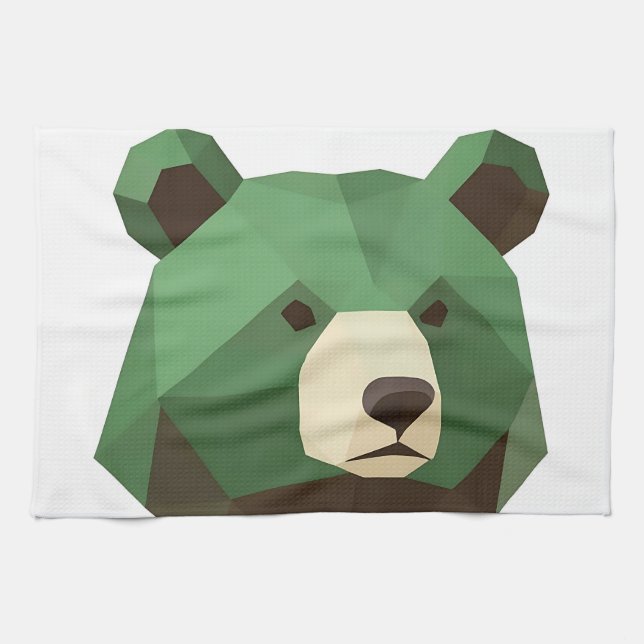Paño De Cocina Cabeza de Oso Geométrico Low Poly (Horizontal)