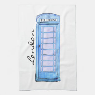 Paño De Cocina - Cabina de teléfono británica - té-toalla azul