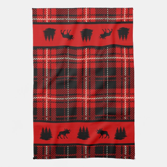 Paño De Cocina Cabina Moose Rojo Tapado Negro (Vertical)