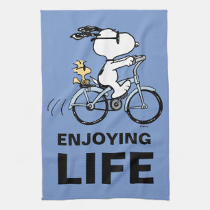 Paño De Cocina Cacahuetes   Bicicleta Snoopy & Woodstock