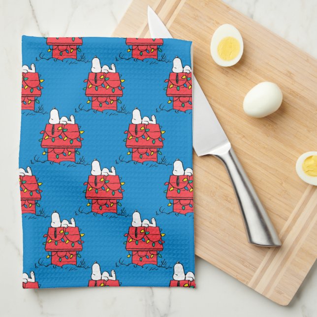 Paño De Cocina Cacahuetes | Casa de perros de Snoopy con luces (Doblado Cuarto)