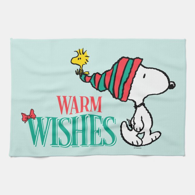 Paño De Cocina Cacahuetes | Deseos cálidos de Snoopy y Woodstock (Horizontal)