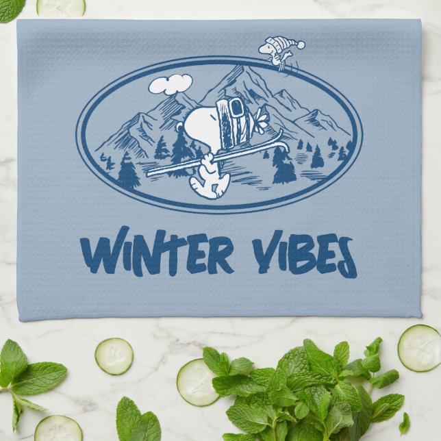 Paño De Cocina Cacahuetes | Esquí Snoopy & Woodstock (Doblado)