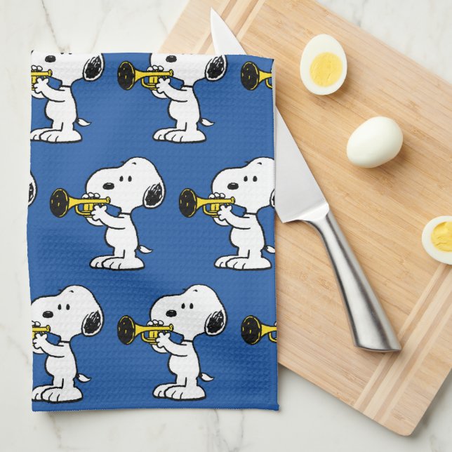 Paño De Cocina Cacahuetes | Jugador de trompeta Snoopy (Doblado Cuarto)