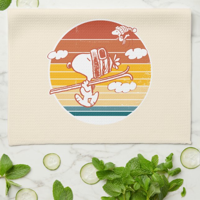 Paño De Cocina Cacahuetes | Viaje para esquiar Snoopy & Woodstock (Doblado)