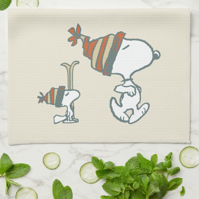 Paño De Cocina Cacahuetes | Viaje para esquiar Snoopy & Woodstock (Doblado)