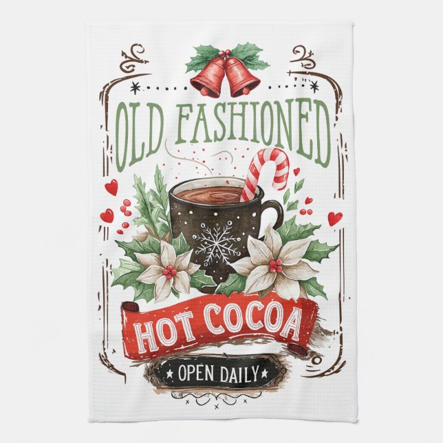 Paño De Cocina Cacao Caliente a la Antigua  (Vertical)