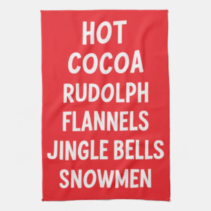 Paño De Cocina Cacao Caliente Rudolph Franela Campanas de Navidad