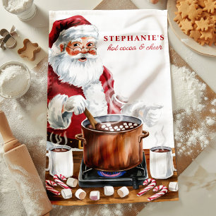 Paño De Cocina Cacao Caliente y Alegría de Santa Personalizado Na