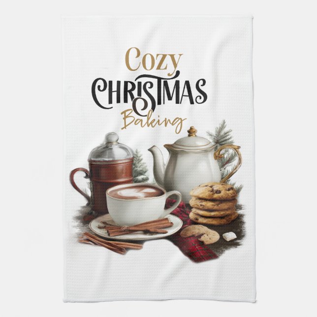 Paño De Cocina Cacao Caliente y Galletas (Vertical)