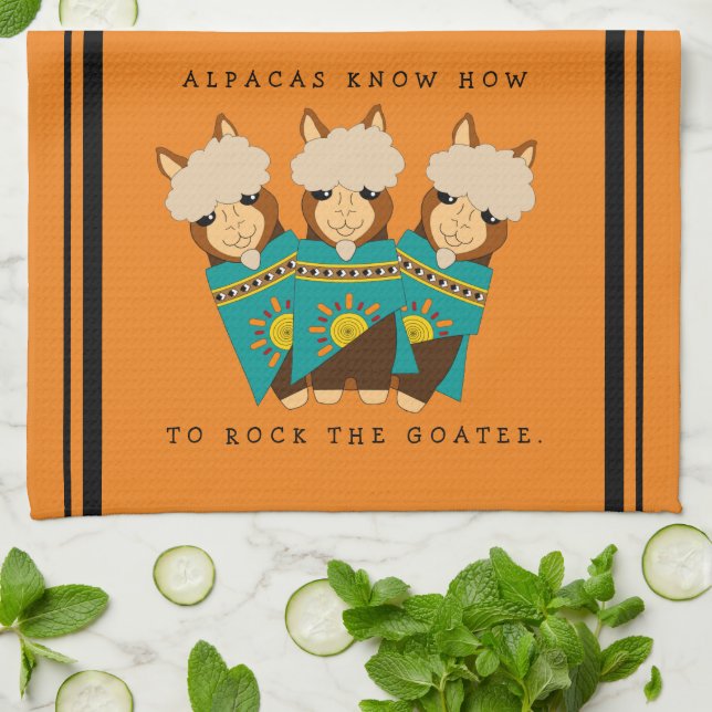 Paño De Cocina Cacerías rocosas de Alpacas y Verde azuladas (Doblado)