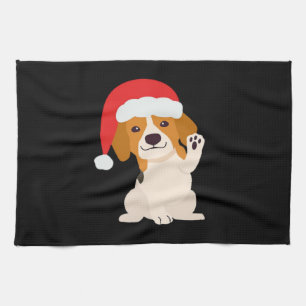 Paño De Cocina cachorro beagle con el gorra de Santa para los ama