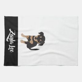 Paño De Cocina Cachorro Personalizable Nombre de perro Marrón bla