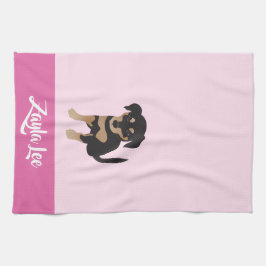 Paño De Cocina Cachorro picante Personalizable Perro Nombre Rosa