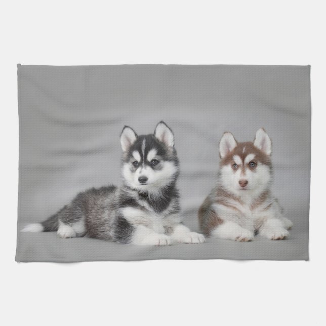 Paño De Cocina Cachorros caseros siberianos (Horizontal)