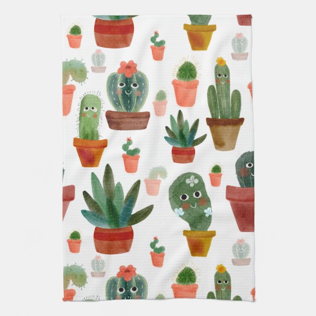Paño De Cocina Cacti feliz (Vertical)