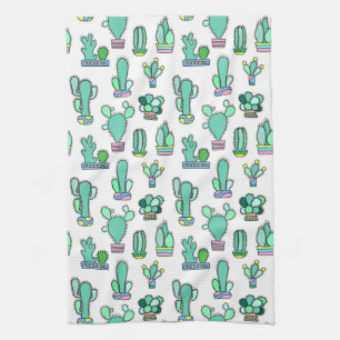 Paño De Cocina Cactus de la verde menta y modelo suculento de la