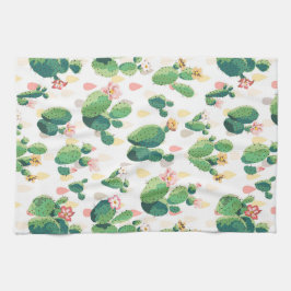 Paño De Cocina Cactus floreciente en el fondo blanco