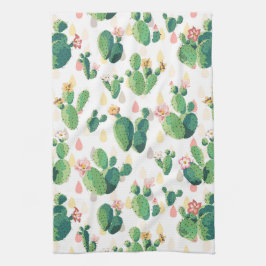 Paño De Cocina Cactus floreciente en el fondo blanco