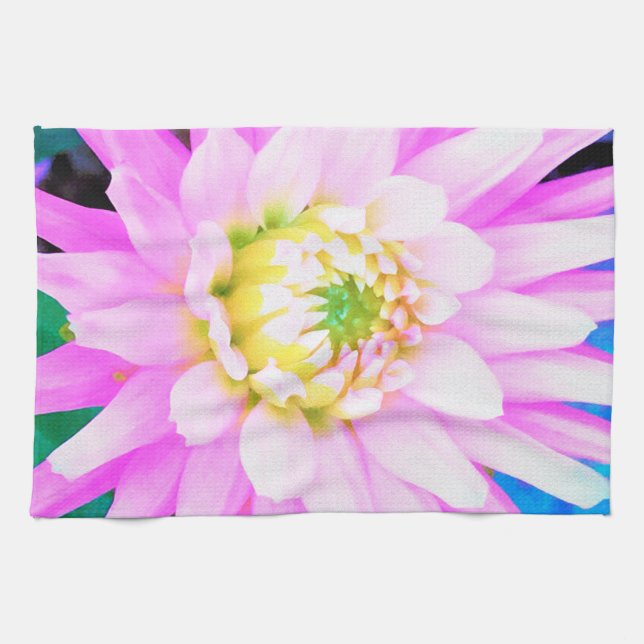 Paño De Cocina Cactus rosados, blancos y amarillos Dahlia Macro (Horizontal)