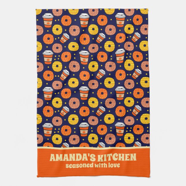 Paño De Cocina Cae de calabaza Donuts & Coffee Blue (Vertical)